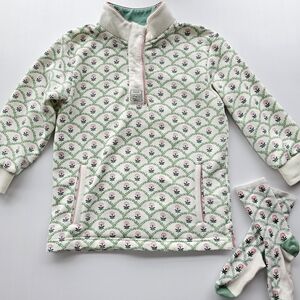 Joules Green and Pink Floral Sweater & Matching Socks - 9/10 Years